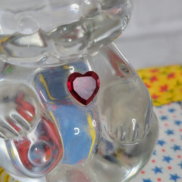 Fenton January July Birthstone Heart Glass Bear - Picture 5 of 6